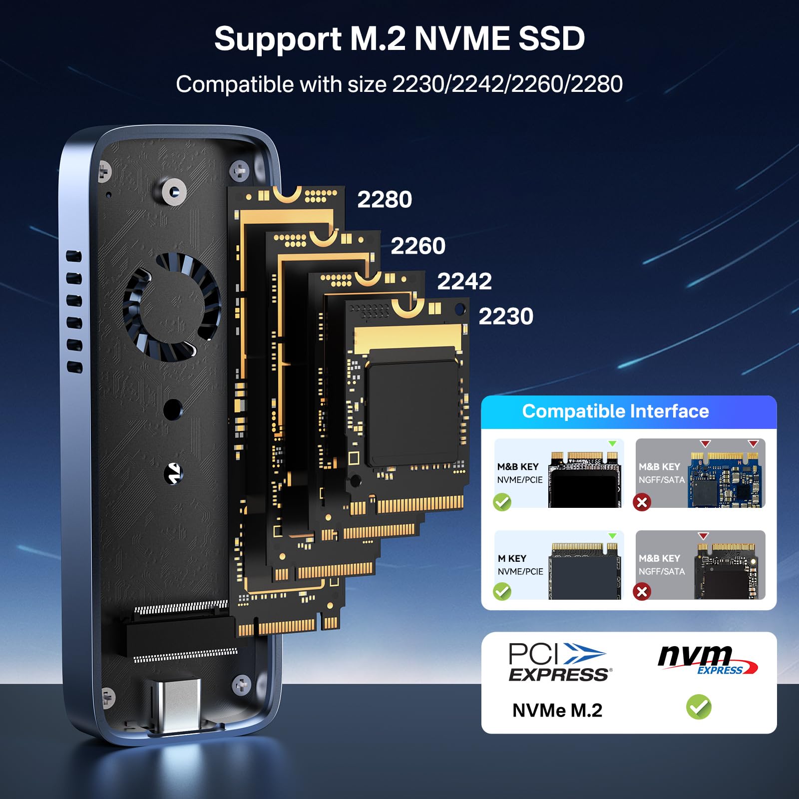ACASIS Novo-Clear M.2 Nvme Ssd Enclosure com Ventilador de